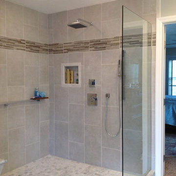 One level walk in shower with an open design concept in Cleveland Ohio