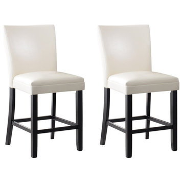 Solid Wood High Elasticity Counter Stool White, Set of 2