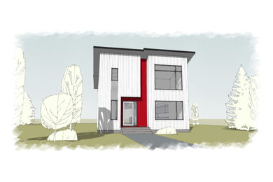 Example of a minimalist exterior home design in Calgary