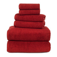 100% Cotton Zero Twist 6 Piece Towel Set by Lavish Home, Burgundy