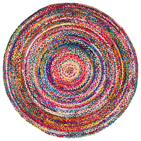Nuloom Casual Handmade Braided Cotton Area Rug, Multicolor 6'x6'Round