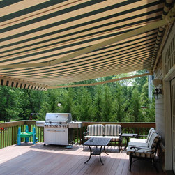 Underneath Shot of Alutex Madera awing. - Awnings