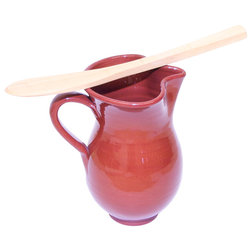 Traditional Pitchers Sangria Terra Cotta Pitcher and Boxwood Spatula Set