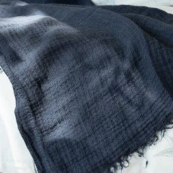 Hampton Linen Navy Throw - Throws