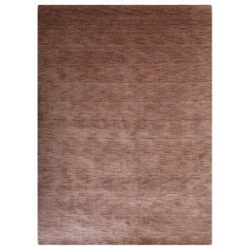 Hand Knotted Loom Wool Area Rug Solid Light Brown