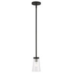 Livex Lighting - Cityview 1 Light Mini Pendant, Black with Brushed Nickel Accents - This 1 light Mini Pendant from the Cityview collection by Livex Lighting will enhance your home with a perfect mix of form and function. The features include a Black with Brushed Nickel Accents finish applied by experts.