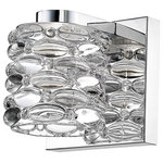 Z-Lite - Dawson 1 Light Wall Sconce in Chrome - The Dawson collection of vanitites has a contemporary look that comes from the uniquely created jewel glass shades of each fixture. With a sleek Chrome finish and using the latest in long life LED technology, these fixtures provide energy efficiency while delivering optimum illumination. The Daweson collection would perfectly compliment for any modern decor.