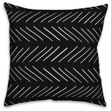 White and Black Modern Chevron 16x16 Throw Pillow