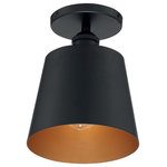 Nuvo Lighting - Nuvo Lighting 60/7331 Motif - 7 Inch 1 Light Semi-Flush Mount - Motif; 1 Light; 7 in.; Semi-Flush Brushed Brass wiMotif 7 Inch 1 Light Black/Gold *UL Approved: YES Energy Star Qualified: n/a ADA Certified: n/a  *Number of Lights: Lamp: 1-*Wattage:100w A19 Medium Base bulb(s) *Bulb Included:No *Bulb Type:A19 Medium Base *Finish Type:Black/Gold