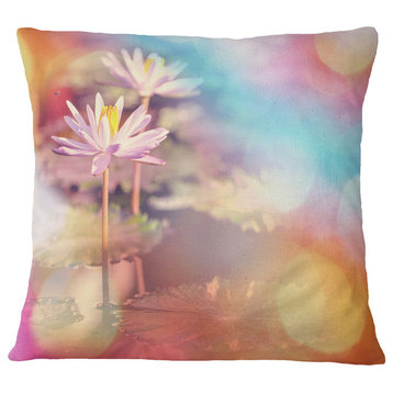 Lotus On Abstract Background Floral Throw Pillow, 16"x16"