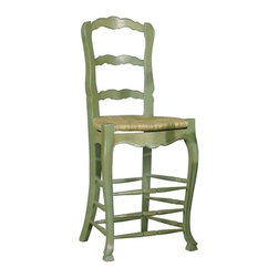 Furniture Classics Antique Green French Country Bar Stool - Bar Stools And Counter Stools