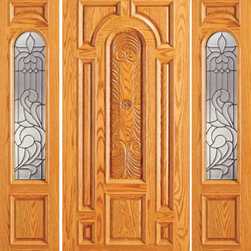 Prehung Mahogany Arch Lite Entry Two Side lights Door - Front Doors
