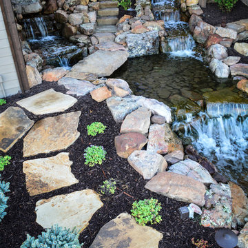Lakeside Entertainment Water Feature and Flagstone Path