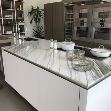 WAY kitchen in High Gloss Glass and Mink Elm Wood
