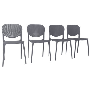 Amazonia Isa Gray Resin Side Chair, Set of 4