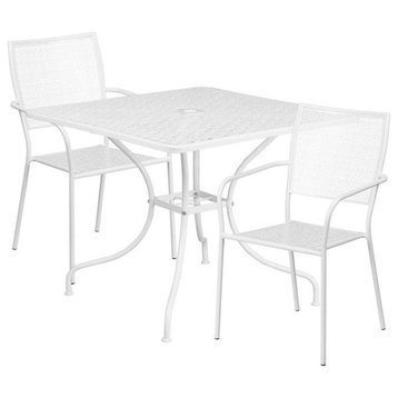 35.5'' Square White Indoor-Outdoor Steel Patio Table Set