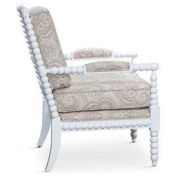 DTY Indoor Living Silverthorne Spindle Chair, White/Taupe Paisley