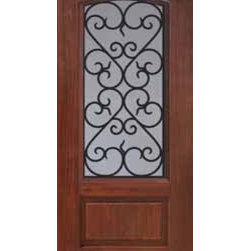 Single Door 80 Fiberglass Palermo 1 Panel Arch Lite GBG Glass - Front Doors