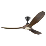 Visual Comfort Fan Collection - 60" Maverick LED Ceiling Fan, Black - The popular Maverick ceiling fan by Monte Carlo is now available with an integrated LED light. This advanced LED technology is carefully designed and selected to consist of the highest quality LED chipsets for superior performance and reliability. With a sleek modern silhouette, a DC motor and super energy-efficiency, the Maverick LED ceiling fan from Monte Carlo features softly rounded blades and elegantly simple housing. Maverick LED is available in 52, 60 and 70 inch blade sweep and a 3-blade design that delivers a distinct profile and incredible airflow for living rooms, great rooms or outdoor covered areas. It includes a hand-held remote with six speeds and reverse. All versions feature beautiful hand-carved, balsa wood blades. ENERGY STAR qualified. Maverick fans are damp-rated.