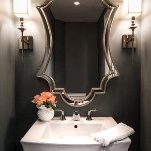75 Beautiful Black Powder Room With A Pedestal Sink Pictures