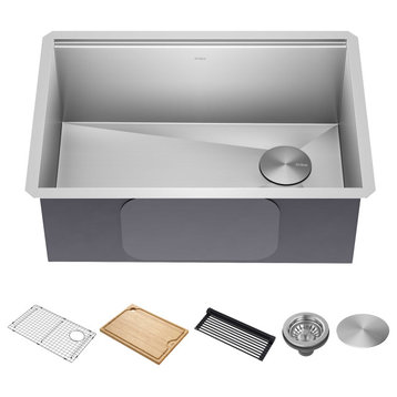 Undermount Stainless Steel 1-Bowl Kitchen Sink With Accessories, 27" Kwu110-27