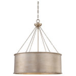 Savoy House - 6 Light Pendant, Silver Patina - A smooth cylinder of gleaming silver patina-finished metal surrounds six glowing lights in this eye-catching, finely crafted drum pendant. Chic and sophisticated enough for the most elegant traditional, transitional and mid-century modern decors, this extremely adaptable contemporary light fixture also looks right at home with today�s fashionable urban farmhouse style. Dress it up or down with its surroundings, and enjoy its cool beauty throughout the home. Hang it in the kitchen, dining or family room, or use it for foyer, bedroom or bath lighting. For a super on-trend look, accessorize with picture frames, drawer pulls, cabinet knobs and other items in contrasting metal finishes. Simple, stylish and stunning!