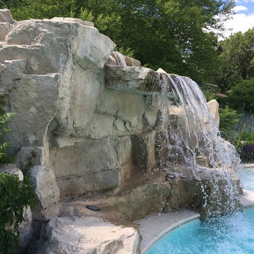 Cedar Rapids, Iowa - Custom Concrete Swimming Pool with Rock Waterfall Feature