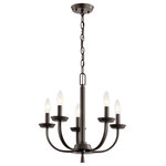 KICHLER - Kennewick Olde Bronze Chandelier 5-Light - The Kennewick 5 Light Chandelier updates the candalabra with a classic Olde Bronze finish. Its beauty comes from its simplicity, making it ideal for the updated traditional home.