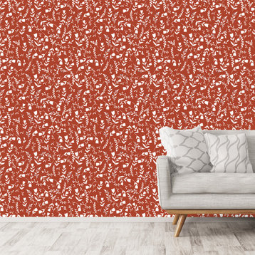 Tiny Flowers Indian Red Wallpaper by Monor Designs, 24"x144"