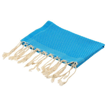 Fouta Hand Towels Honeycomb Solid Color, Scuba Turquoise, Set of 2