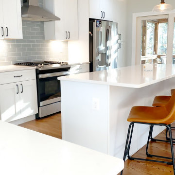 Open Kitchen with Carrara Quartz Countertop and Island in Fairfax VA