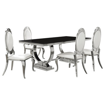 Coaster Antoine 5-piece Stainless Steel Rectangular Dining Set Chrome and Cream