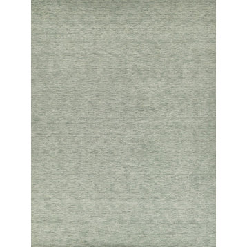 Roche Handmade Hand Loomed Wool Green Area Rug, 6'x9'
