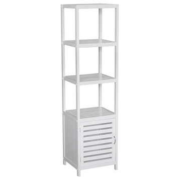 Gallerie Decor Natural Spa 5-Shelf Transitional Bamboo Cabinet in White