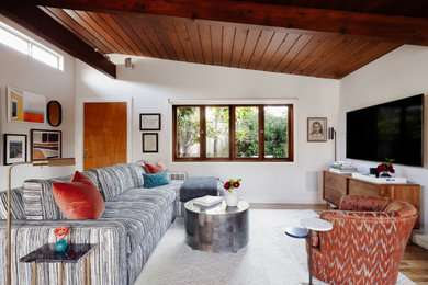 Living room - small 1960s enclosed living room idea in Orange County