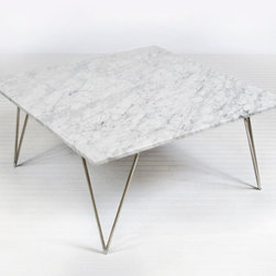 Worlds Away Neal Silver Leafed Coffee Table With White Marble To - Coffee Tables