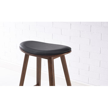 Corona 26" Counter stool w/ Black Leather, Exotic
