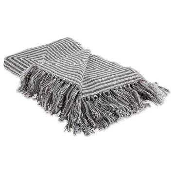 DII 60x50" Square Modern Cotton Throw with Decorative Fringe in Gray