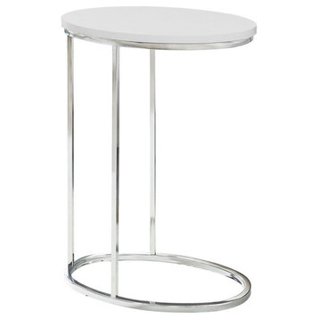 Accent Table, C-shaped, End, Side, Snack, Bedroom, Metal, Glossy White