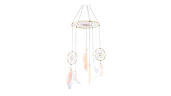 Dreamcatcher Feather Mobile, Peach and White