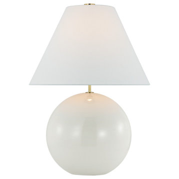Brielle Large Table Lamp in New White with Linen Shade