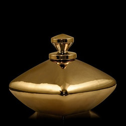 Caliph Gold Large Ceramic Decor Jar - Decorative Jars And Urns