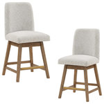 OSP Home Furnishings - Finley 26" Swivel Counter Stool 2-Pack in Charcoal Fabric, Parchment/Med Oak - Enjoy a modern contemporary design that is both attractive and comfortable. Sold as a convenient 2-pack this pair of 26" counter stools are ideal for a kitchen island, counter height table or any casual, eating area. The padded, well-positioned back and seat, and metal footrest kickplate, make this counter stool a must-have solution as active seating. Full swivel motion just right for conversation and eating plus dependable Polyester fabric paired with solid wood frame make this design durable and beautiful. Some assembly required
