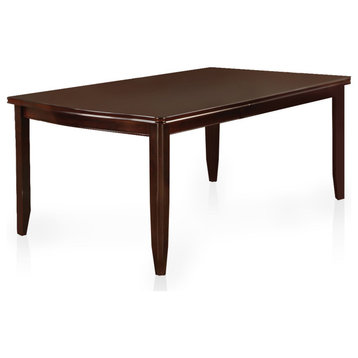 Contemporary Dining Table, Hardwood Frame With Expandable Table Top, Espresso