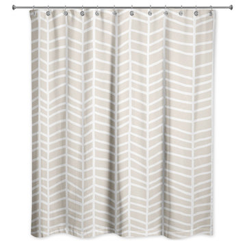 Beige Chevrons 71x74 Shower Curtain