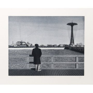 Max Ferguson "Coney Island, Self-Portrait" Etching