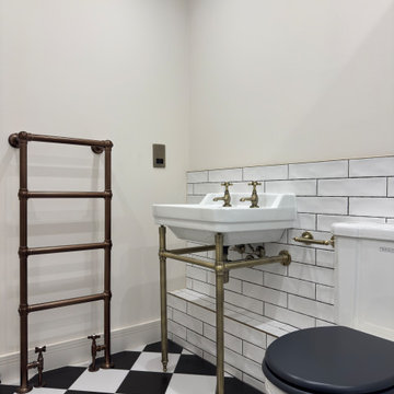Victorian Industrial Bathroom Renovation - Antique Brass, Subway Tiles