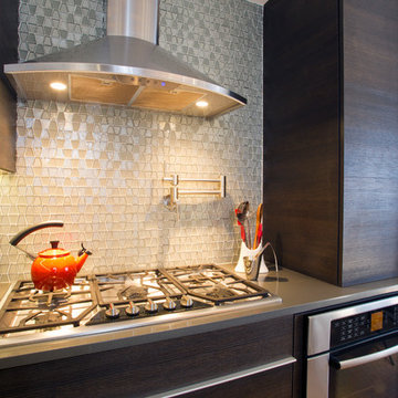 "Corsica" Backpainted White Glass with Wenge Textured