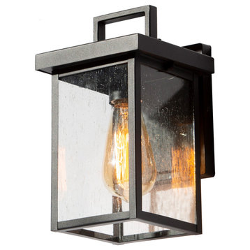 LNC Modern Black 1-Light Lantern Outdoor Wall Sconce, 6"Lx6.5"Wx10.5"H