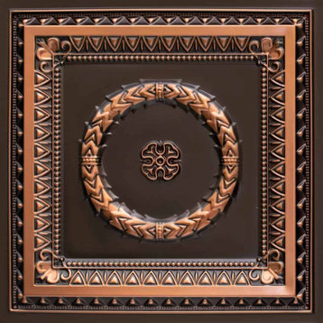 Laurel Wreath PVC 2' x 2' Faux Tin Ceiling Tile, Pack of 10, Antique Copper